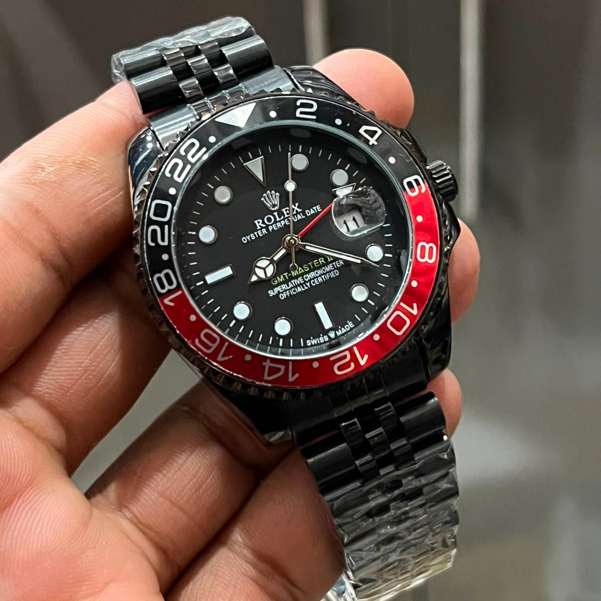 GMT Master II "Coke Blackout" Watch - Red Black Bezel with Black Jubilee Bracelet